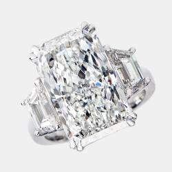 17.00 cts Radiant Cut and Trapezoid Lab Grown Diamond 18k White Gold Ring Size 53