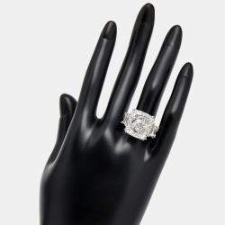 22.00 cts Cushion Cut and Trapezoid Lab Grown Diamond 18k White Gold Ring Size 52