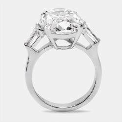 11.00 cts Oval Cut and Trapezoid Lab Grown Diamond 18k White Gold Ring Size 52