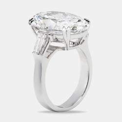 11.00 cts Oval Cut and Trapezoid Lab Grown Diamond 18k White Gold Ring Size 52