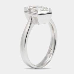 2.75 cts Hexagon Cut Lab Grown Diamond 18k White Gold Ring Size 51
