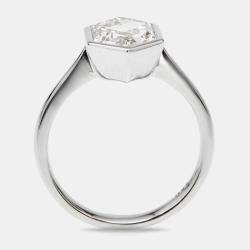 2.75 cts Hexagon Cut Lab Grown Diamond 18k White Gold Ring Size 51