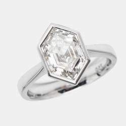 2.75 cts Hexagon Cut Lab Grown Diamond 18k White Gold Ring Size 51