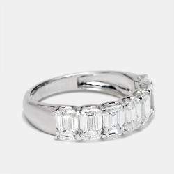 Pre Owned 2.95 cts Emerald Cut Lab Grown Diamond 18k White Gold Ring Size 53