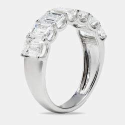 Pre Owned 2.95 cts Emerald Cut Lab Grown Diamond 18k White Gold Ring Size 53