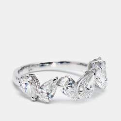 Pre Owned 2.30 cts Pear Lab Grown Diamond 18k White Gold Ring Size 55