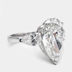 Pre Owned 12.00 cts Pear Brilliant Cut Lab Grown Diamond 18k White Gold Ring Size 53