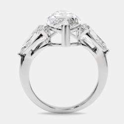 Pre Owned 7.10 cts Marquise and Pear Lab Grown Diamond 18k White Gold Ring Size 52