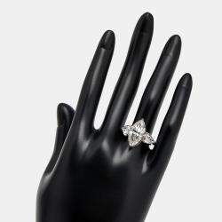 Pre Owned 7.10 cts Marquise and Pear Lab Grown Diamond 18k White Gold Ring Size 52