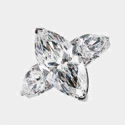 Pre Owned 7.10 cts Marquise and Pear Lab Grown Diamond 18k White Gold Ring Size 52