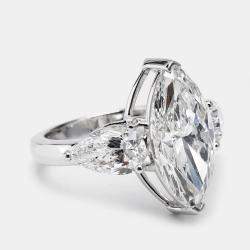 Pre Owned 7.10 cts Marquise and Pear Lab Grown Diamond 18k White Gold Ring Size 52