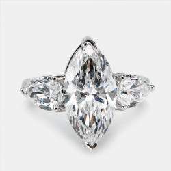 Pre Owned 7.10 cts Marquise and Pear Lab Grown Diamond 18k White Gold Ring Size 52