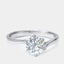 1.00 cts Round Brilliant Lab Grown Diamond 18k White Gold Ring Size 50