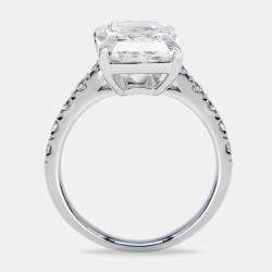 5.50 cts Radiant and Round Lab Grown Diamond 18k White Gold Ring Size 51