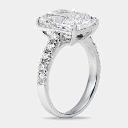 5.50 cts Radiant and Round Lab Grown Diamond 18k White Gold Ring Size 51