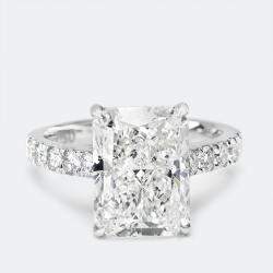 5.50 cts Radiant and Round Lab Grown Diamond 18k White Gold Ring Size 51