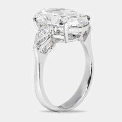 5.75 cts Oval and Pear Lab Grown Diamond 18k White Gold Ring Size 52