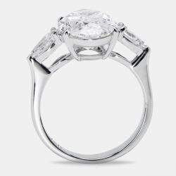 5.75 cts Oval and Pear Lab Grown Diamond 18k White Gold Ring Size 52