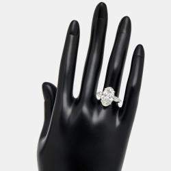 5.75 cts Oval and Pear Lab Grown Diamond 18k White Gold Ring Size 52