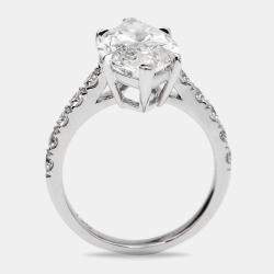 5.60 cts Marquise and Round Lab Grown Diamond 18k White Gold Ring Size 52