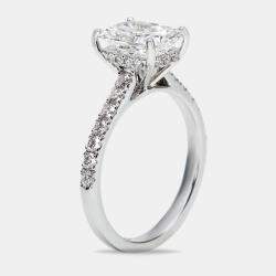 2.50 cts Radiant Cut and Round Lab Grown Diamond 18k White Gold Ring Size 53