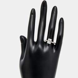 2.50 cts Radiant Cut and Round Lab Grown Diamond 18k White Gold Ring Size 53