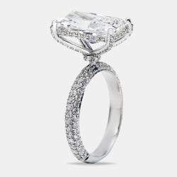 6.20 cts Radiant and Round Lab Grown Diamond 18k White Gold Ring Size 53