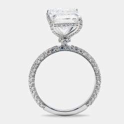 6.20 cts Radiant and Round Lab Grown Diamond 18k White Gold Ring Size 53