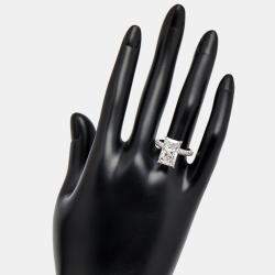 6.20 cts Radiant and Round Lab Grown Diamond 18k White Gold Ring Size 53