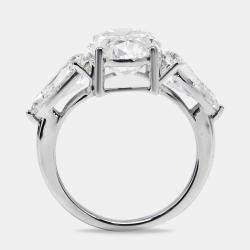 7.45 cts Oval and Pear Lab Grown Diamond 18k White Gold Ring Size 53