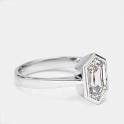 2.05 cts Hexagon Cut Lab Grown Diamond 18k White Gold Ring Size 50