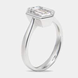 2.05 cts Hexagon Cut Lab Grown Diamond 18k White Gold Ring Size 50