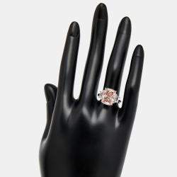 7.00 cts Pink Cushion Cut and Trapezoid Lab Grown Diamond 18k White Gold Ring Size 51