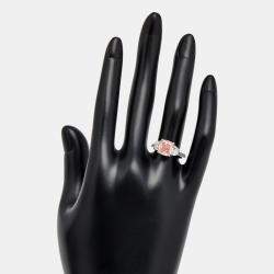 Pre Owned 3.50 cts Pink Cushion and Baguette Lab Grown Diamond 18k White Gold Ring Size 51