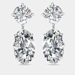 20.05 cts Oval and Cushion Lab Grown Diamond 18k White Gold Earrings