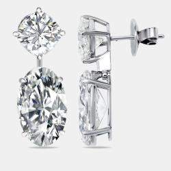 20.05 cts Oval and Cushion Lab Grown Diamond 18k White Gold Earrings