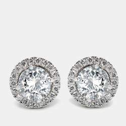 1.30 cts Round Brilliant Lab Grown Diamond 18k White Gold Earrings