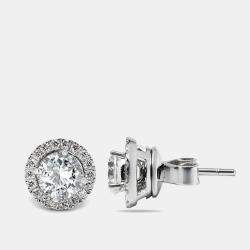 1.30 cts Round Brilliant Lab Grown Diamond 18k White Gold Earrings