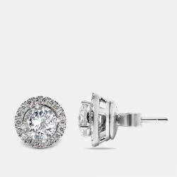 2.50 cts Round Brilliant Lab Grown Diamond 18k White Gold Earrings
