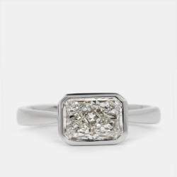 1.50 cts Radiant Cut Lab Grown Diamond 18k White Gold Ring Size 52