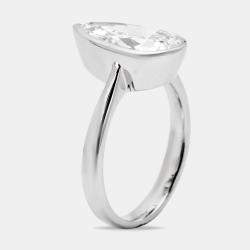 3.00 cts Pear Brilliant Cut Lab Grown Diamond 18k White Gold Ring Size 52