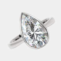 3.00 cts Pear Brilliant Cut Lab Grown Diamond 18k White Gold Ring Size 52