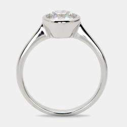 1.30 cts Round Brilliant Cut Lab Grown Diamond 18k White Gold Ring Size 52