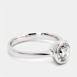 1.30 cts Round Brilliant Cut Lab Grown Diamond 18k White Gold Ring Size 52