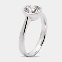 1.30 cts Round Brilliant Cut Lab Grown Diamond 18k White Gold Ring Size 52