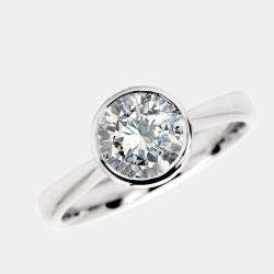 1.30 cts Round Brilliant Cut Lab Grown Diamond 18k White Gold Ring Size 52