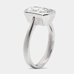 2.80 cts Radiant Cut Lab Grown Diamond 18k White Gold Ring Size 52