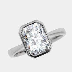 2.80 cts Radiant Cut Lab Grown Diamond 18k White Gold Ring Size 52