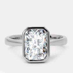 2.80 cts Radiant Cut Lab Grown Diamond 18k White Gold Ring Size 52