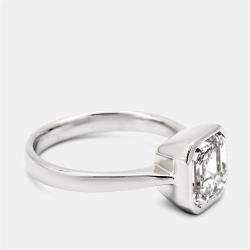 3.00 cts Asscher Cut Lab Grown Diamond 18k White Gold Ring Size 52